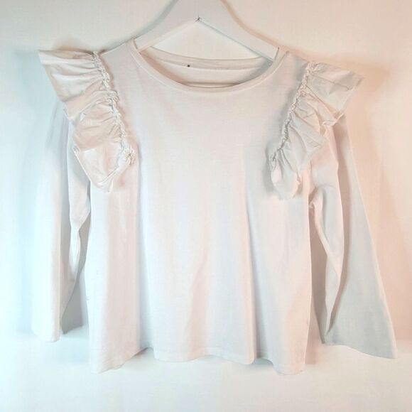Ruffle shoulder cotton tee - Picture 1 of 8